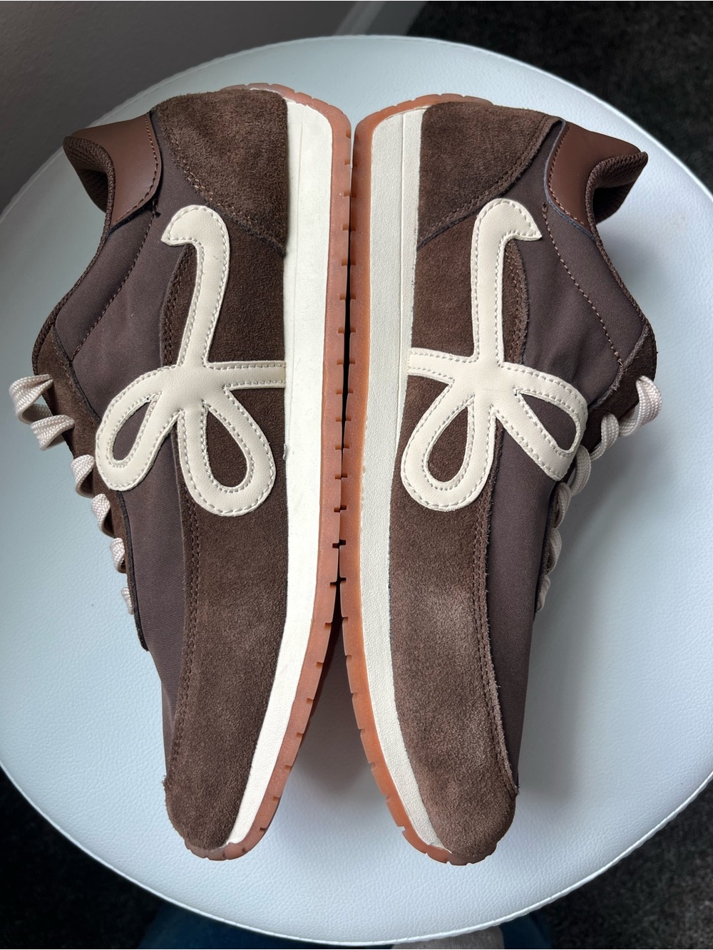 Lucky Step Women’s Retro Runner Brown & Cream Sneakers Sz 9